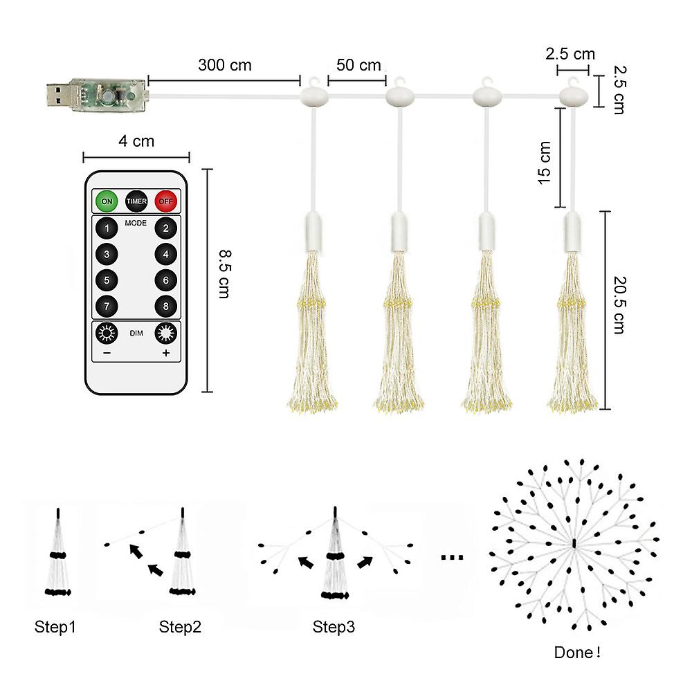 Christmas Firework Lamp Led String Light Dandelion Light Decoration Remote Control Garden Lights Christmas Decoration