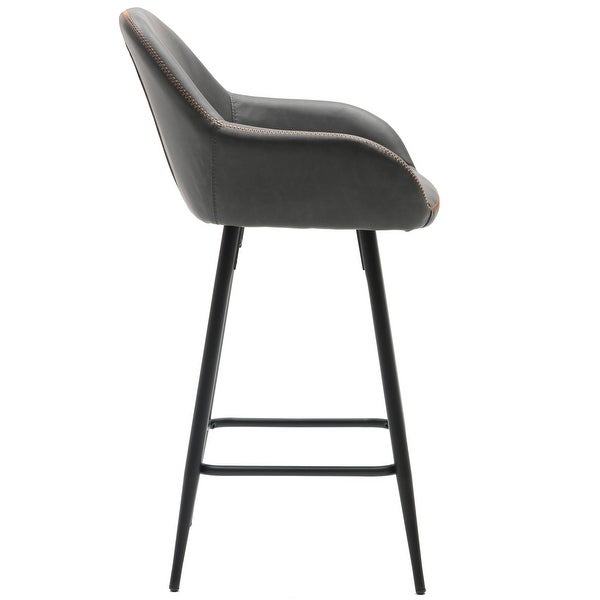 Bucket Upholstered Dark Accent Barstool Chair (Set of 2)