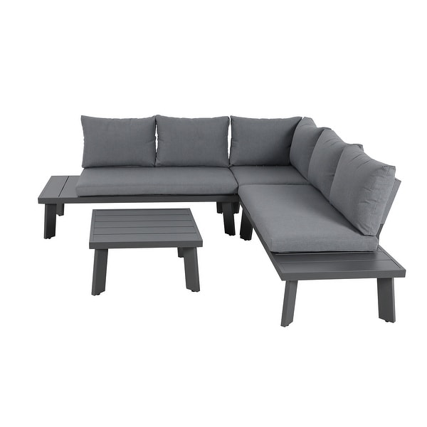 Outdoor Aluminum VShaped Sectional Seating Set with Side Table