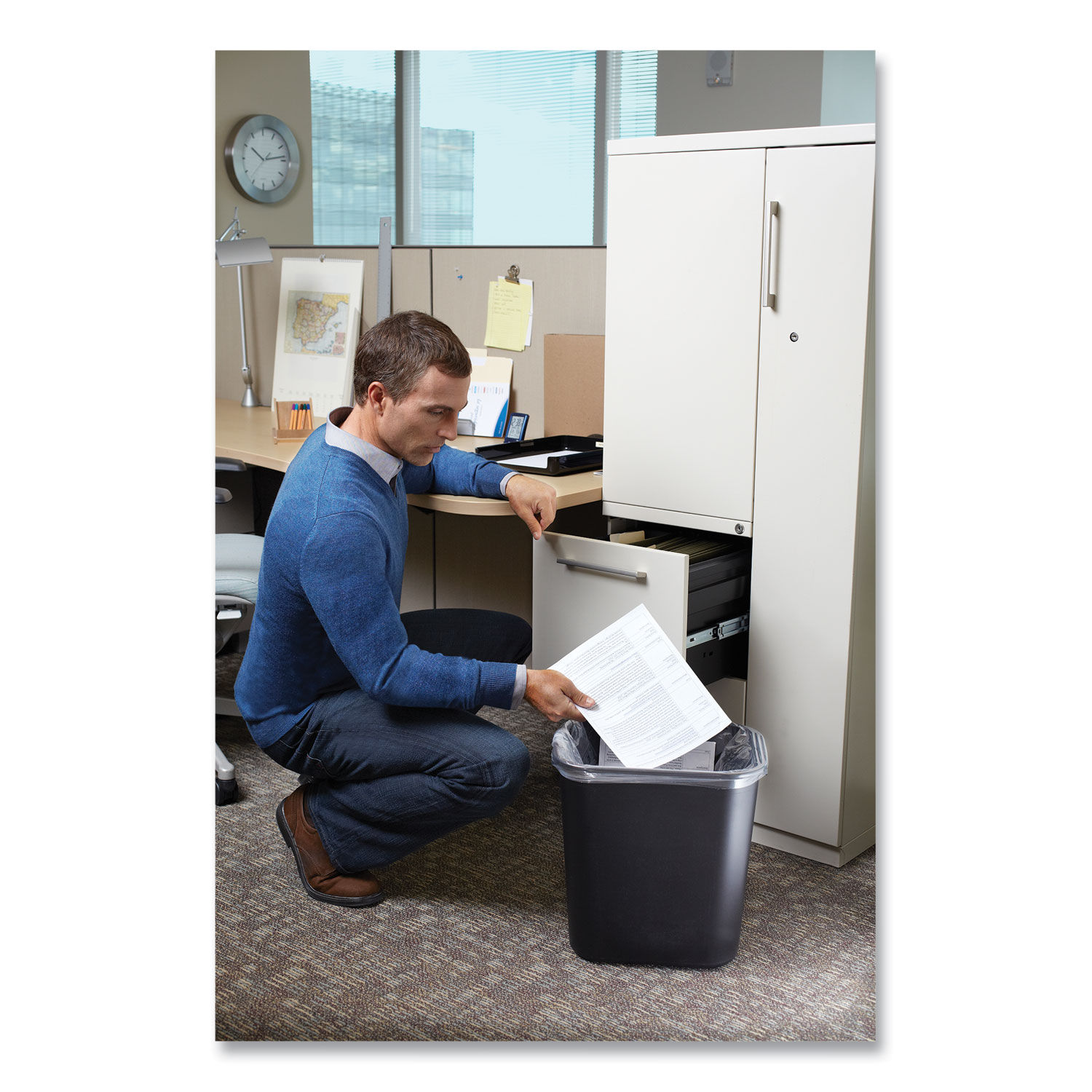 Deskside Plastic Wastebasket by Rubbermaidandreg; Commercial RCP295600BK