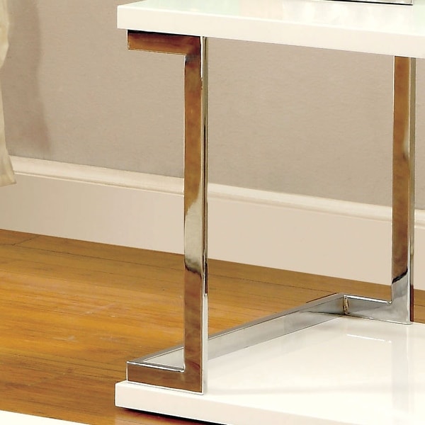 Furniture of America Wazy Modern White 24-inch Metal 1-shelf Side Table