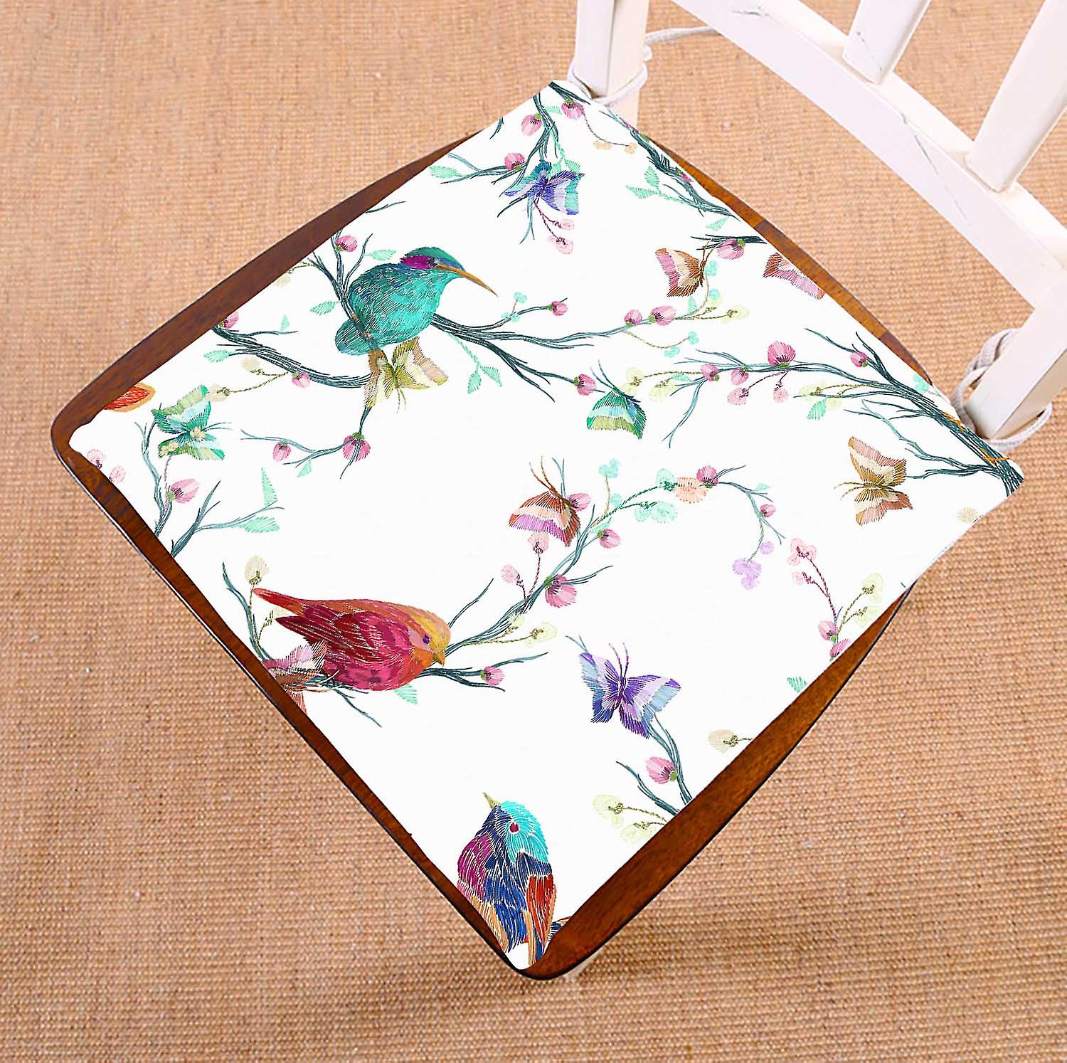 Bird Butterfly Flower Leaf Branch Chair Pads Chair Mat Seat Cushion Chair Cushion Floor Cushion 40x40 Cm