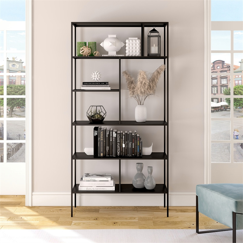 Henn ampHart 36 quotBlackened Bronze Metal Bookcase   Contemporary   Bookcases   by Homesquare  Houzz