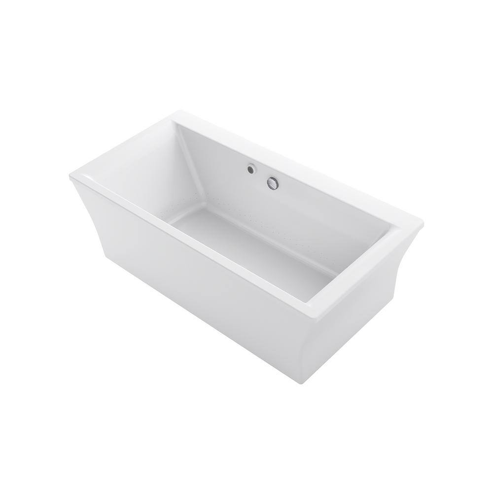 KOHLER Stargaze 72 in. x 36 in. Soaking Bathtub with Center Drain in White Bask Fluted K-6367-W1-0