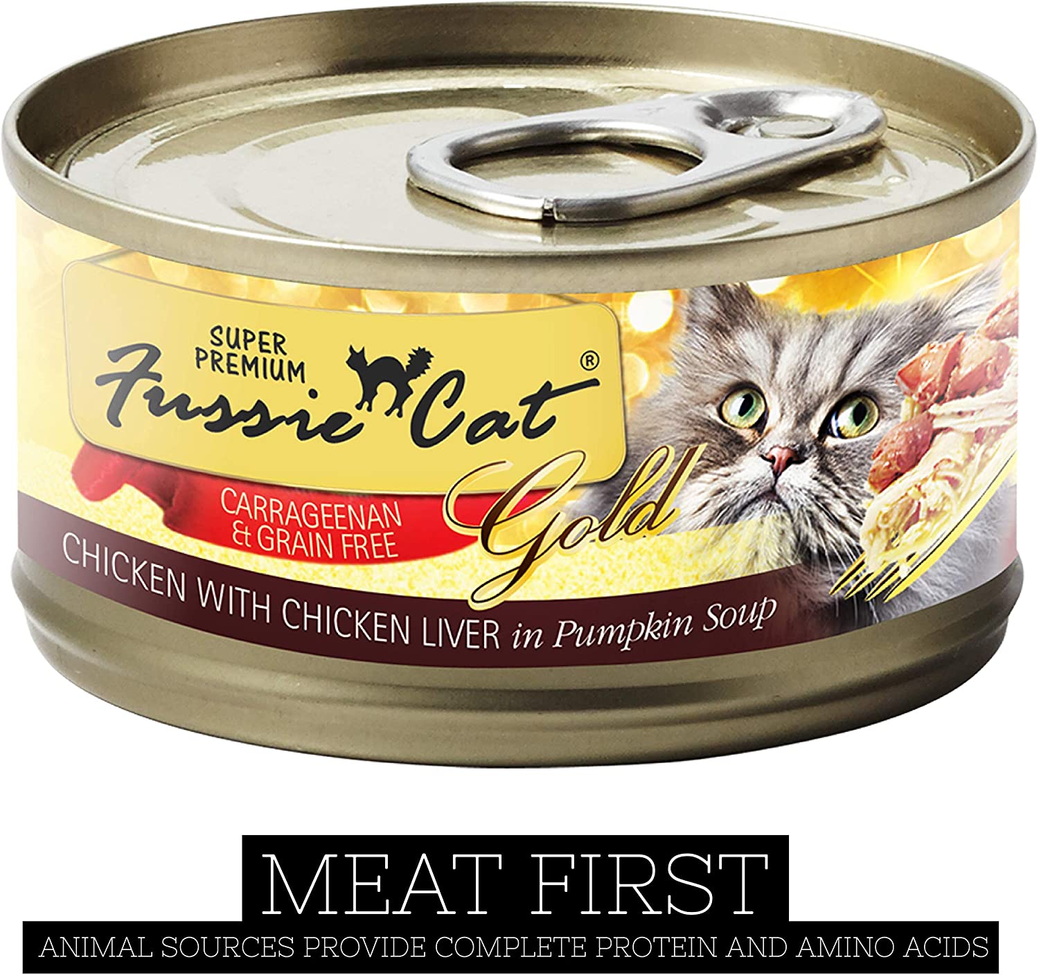 Fussie Cat Super Premium Chicken with Chicken Liver Formula in Pumpkin Soup Grain-Free Canned Cat Food 2.8-oz case of 24