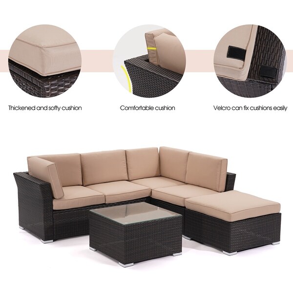 4 pieces Outdoor Patio Furniture Rattan Conversation Sofa Sectional Sets - Overstock - 33808766