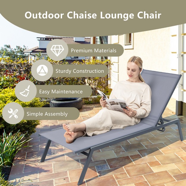 Tangkula Patio 6 position Adjustable Lounge Chair Outdoor Reclining Chair Poolside