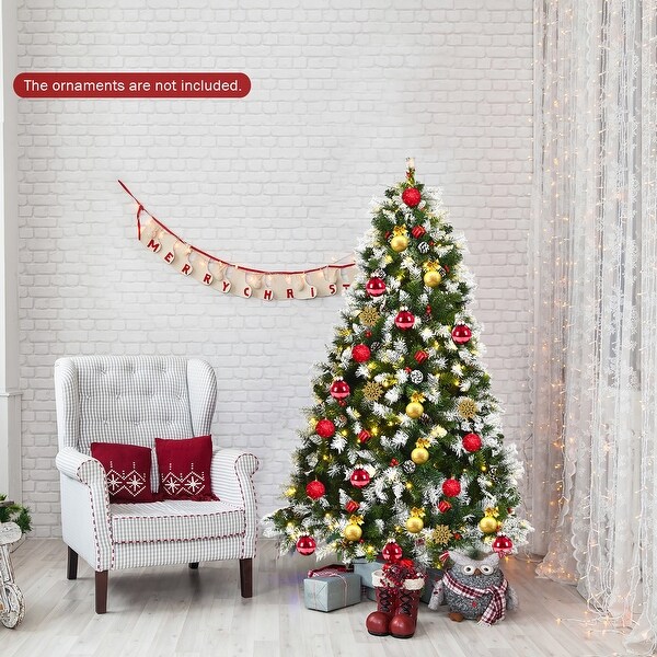 Costway 6ft/7.5ft/9ft Prelit Snowy Christmas Tree 818/1398/2058 Tips