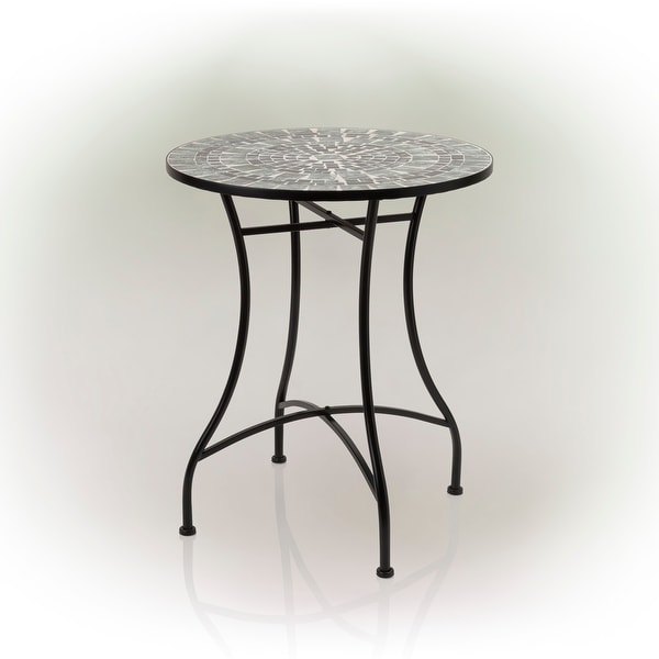 Alpine Corporation Indoor/Outdoor Marbled Glass Mosaic 3Piece Bistro Set Folding Table and Chairs Patio Seating