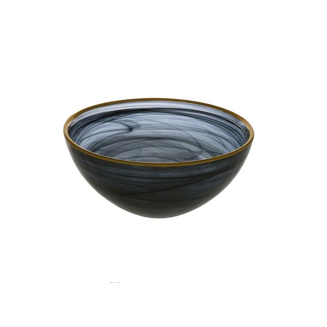 Classic Touch CB346 6.25 in. Black Alabaster Bowl with Gold Rim