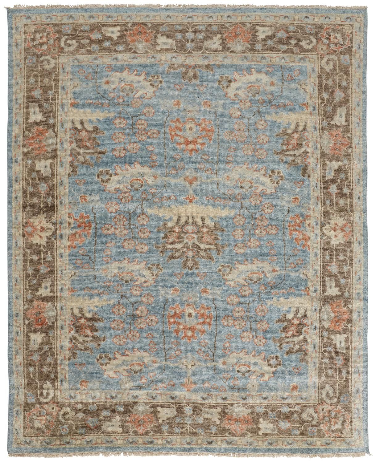 Bennet Hand Knotted Blue and Brown Rug by BD Fine