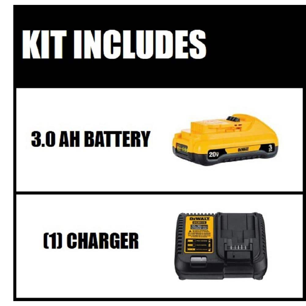 DEWALT 20V MAX Compact Lithium-Ion 3.0Ah Battery Pack with 12V to 20V MAX Charger DCB230C