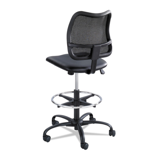 Safco Vue Series Mesh Extended-Height Chair， Supports Up to 250 lb， 23 to 33 Seat Height， Black Vinyl Seat， Black Base (3395BV)