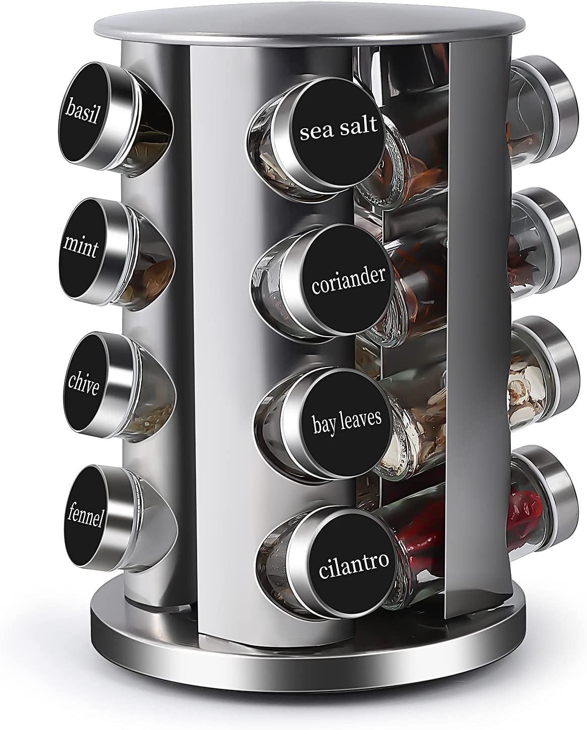 Rotating spice rack with 16 jars