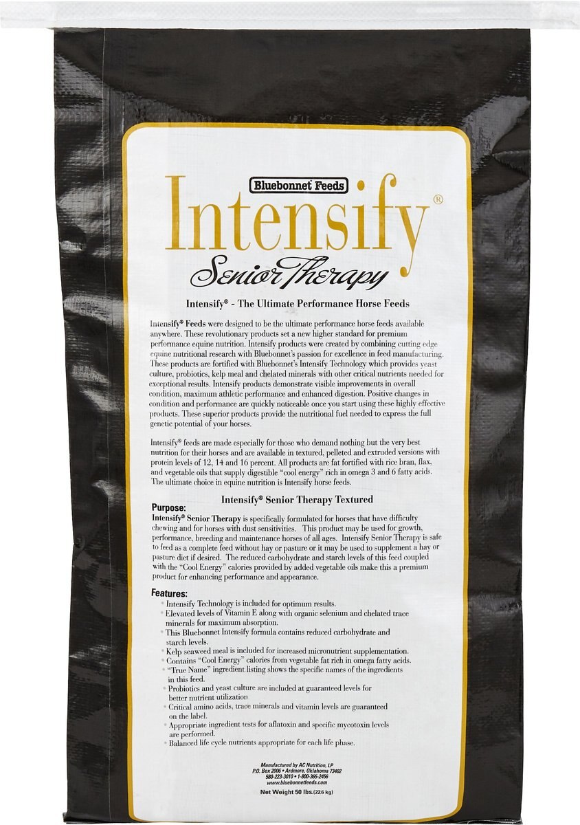 Bluebonnet Feeds Intensify Senior Therapy Low Sugar， Low Starch Senior Horse Feed