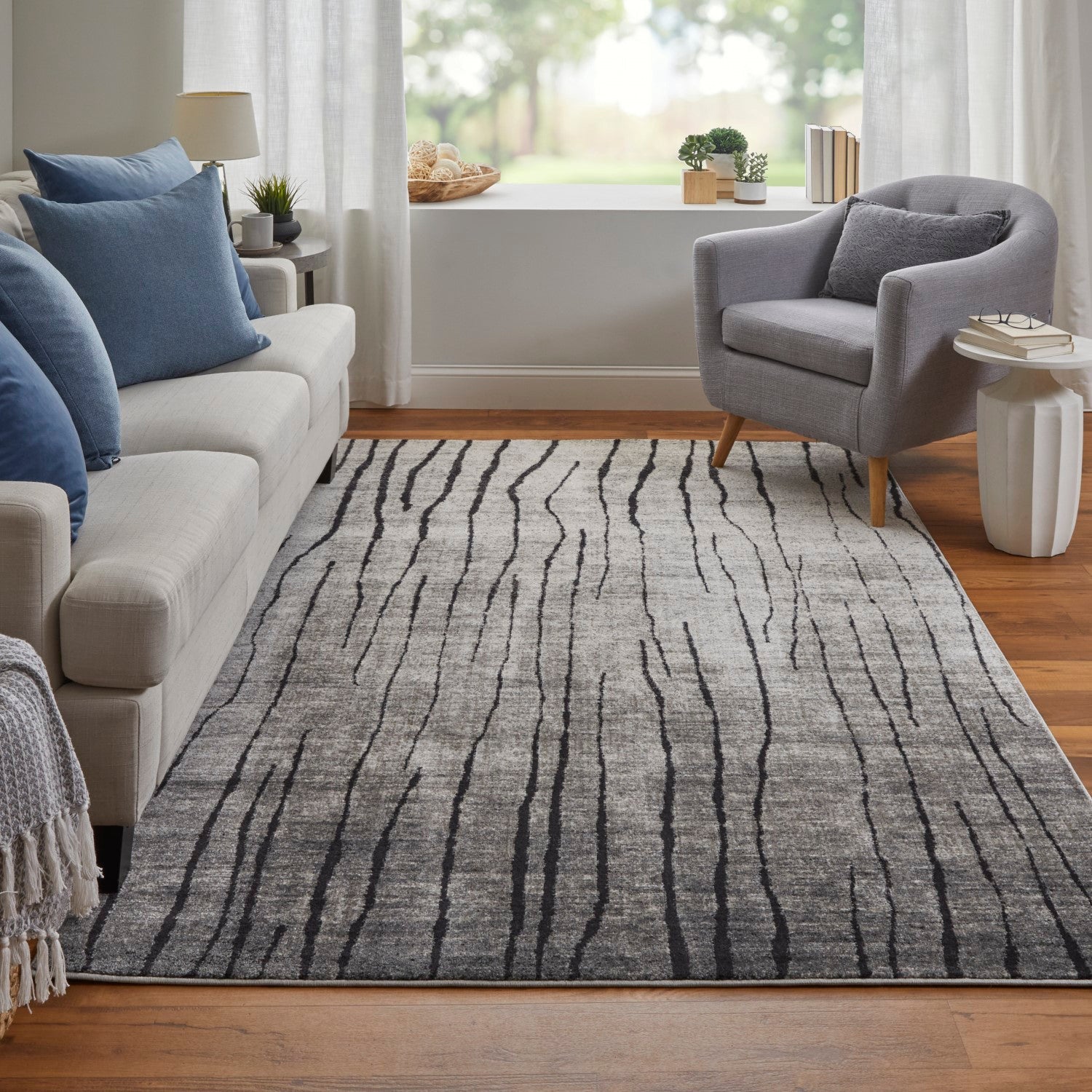 Kiba Abstract Gray/Black/Taupe Rug