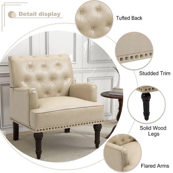 PU Leather Living Room Accent Chair with Tufted Back