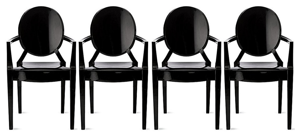 Designer Ghost Style Dining Chairs With Arms Armchairs With Back Set of 4   Contemporary   Dining Chairs   by Daniel Ng  Houzz