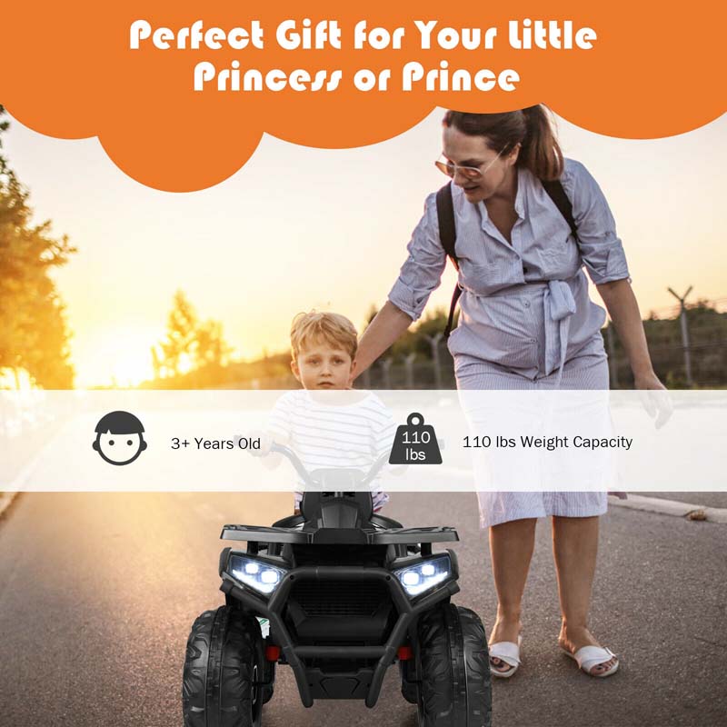 12V Kids Ride-On Electric ATV 4-Wheeler Quad Car Toy with MP3 & LED Lights