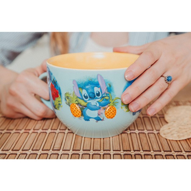 Silver Buffalo Disney Lilo amp Stitch Ceramic Soup Mug With Spoon Holds 24 Ounces