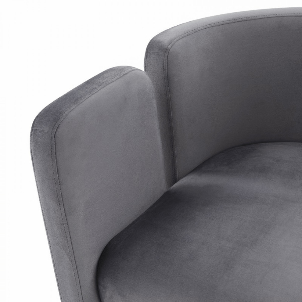 24 quotGrey Velvet Asymmetrical Base Arm Chair   Transitional   Armchairs And Accent Chairs   by HomeRoots  Houzz