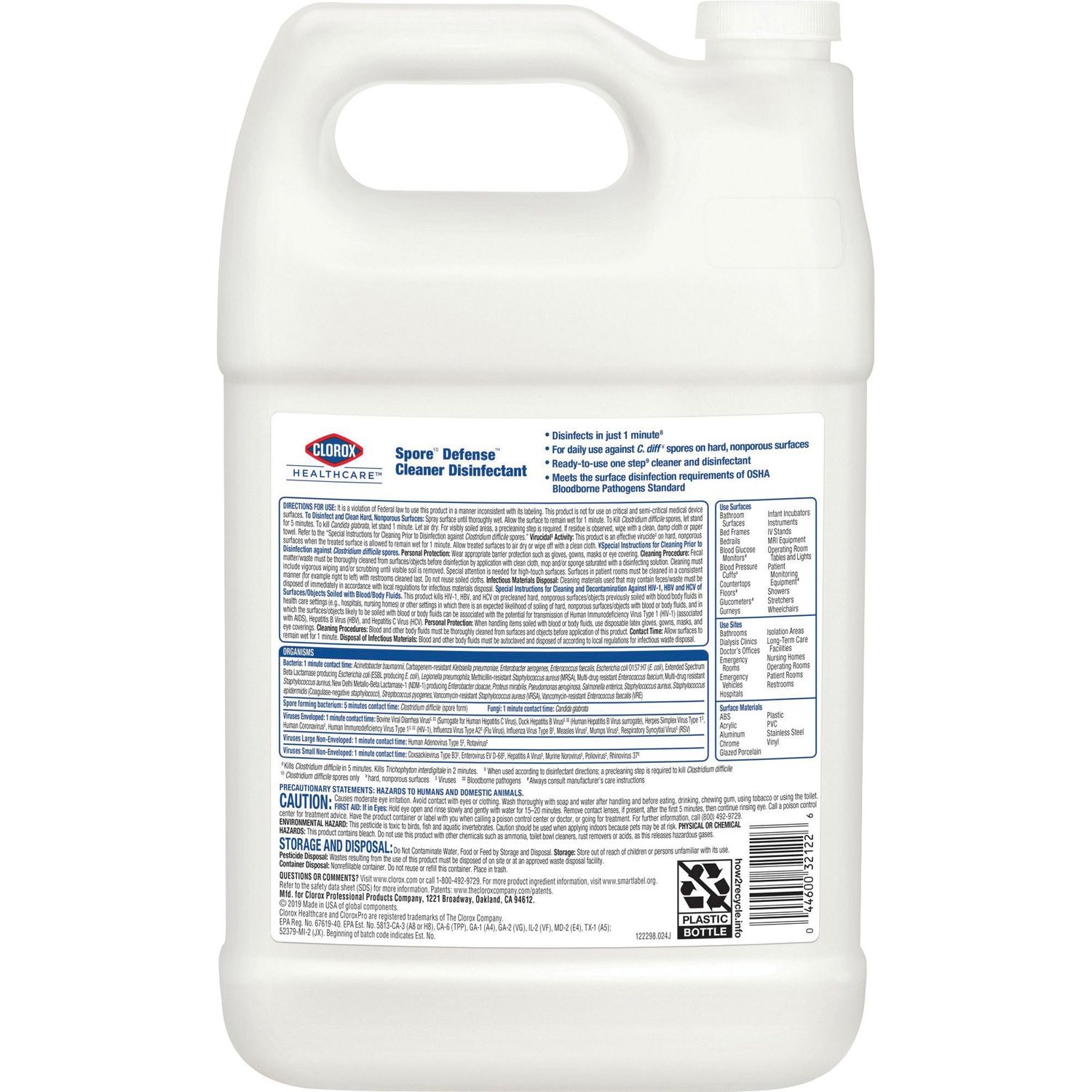 Spore10 Defense Cleaner Disinfectant by The Clorox Company CLO32122CT