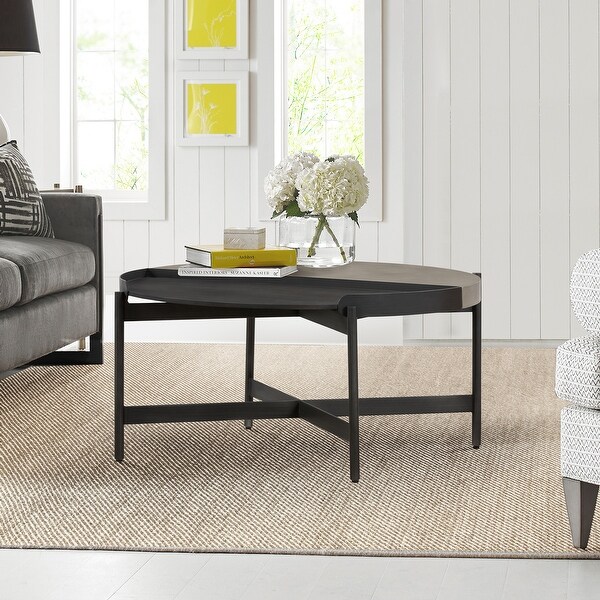 Dua Grey Concrete and Metal Round Coffee Table