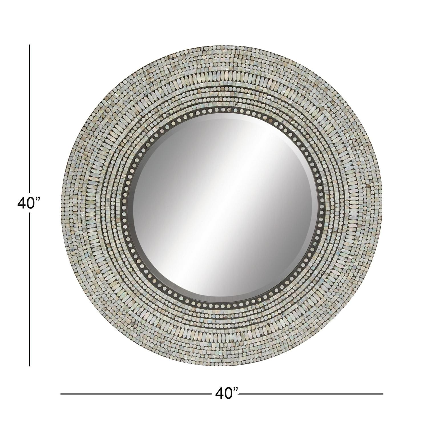 DecMode 39 W 39 H Round Wall Mirror Gray  Crowdfused