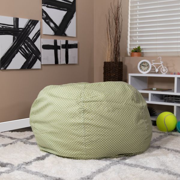 Duncan Oversized Green Dot Refillable Bean Bag Chair for All Ages