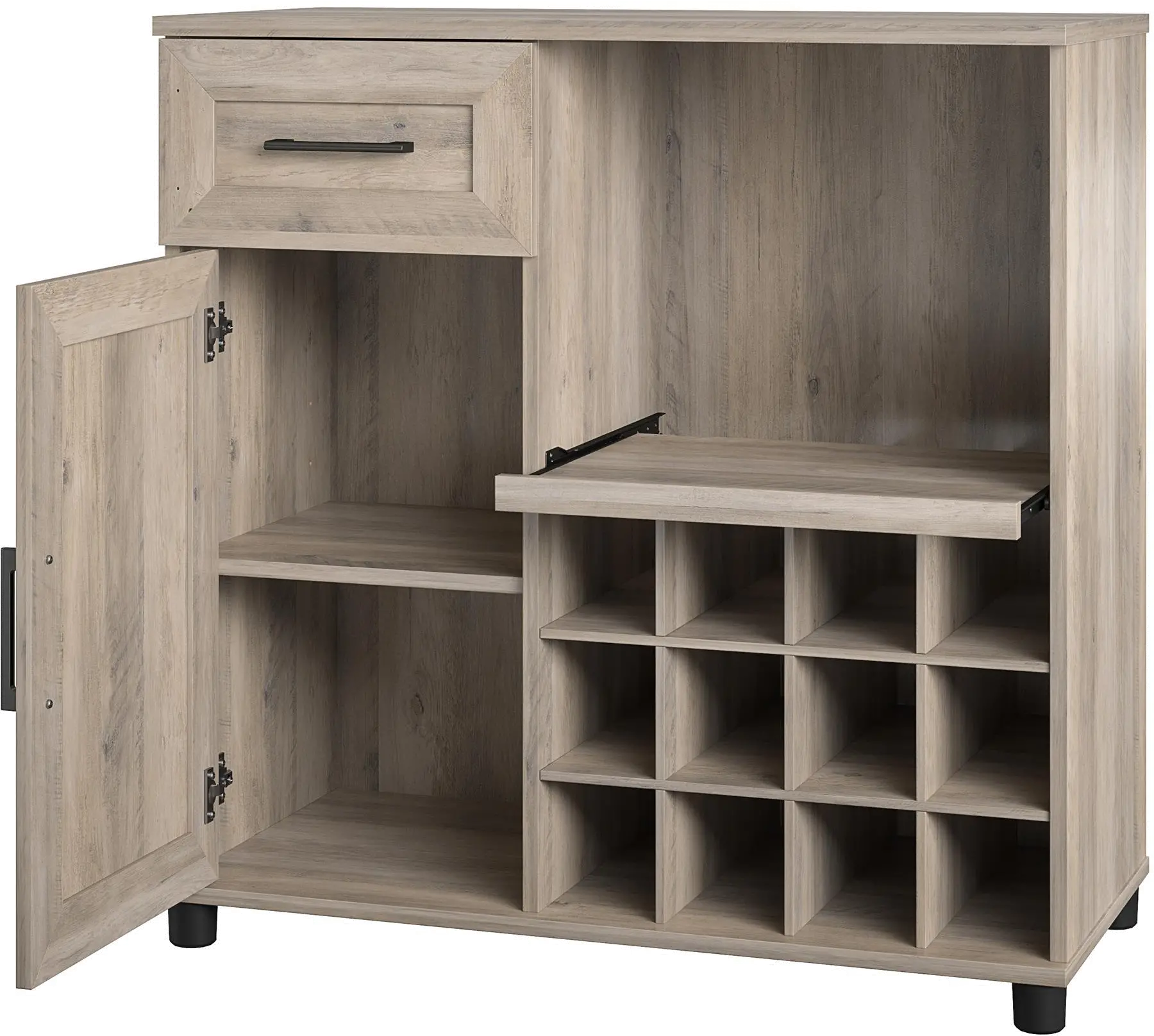 Dwyer Gray Oak Bar Cabinet