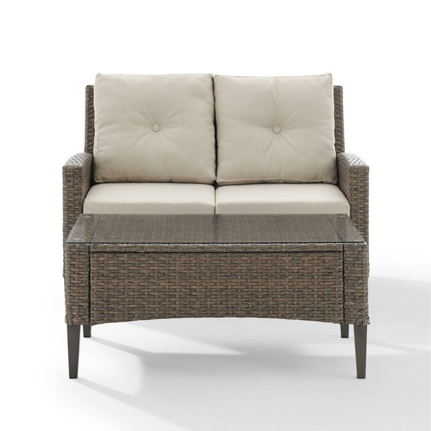 Rockport 2pc Outdoor Wicker Loveseat Seating Set Crosley