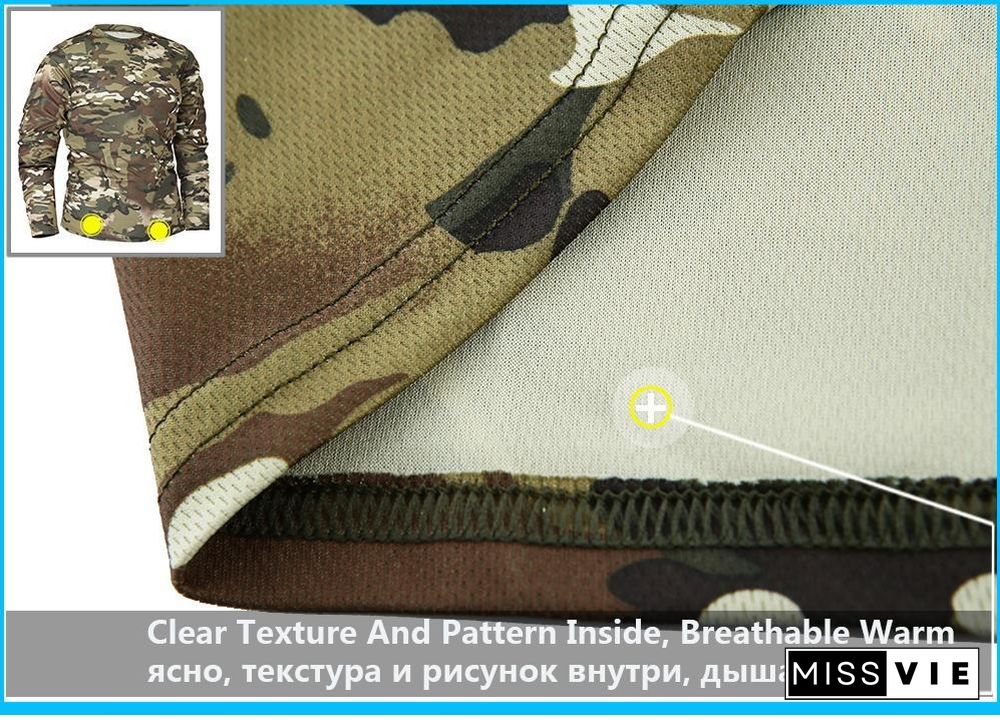 Men Long Sleeve Tactical Camouflage T-shirt camisa masculina Quick Dry Military Army shirt