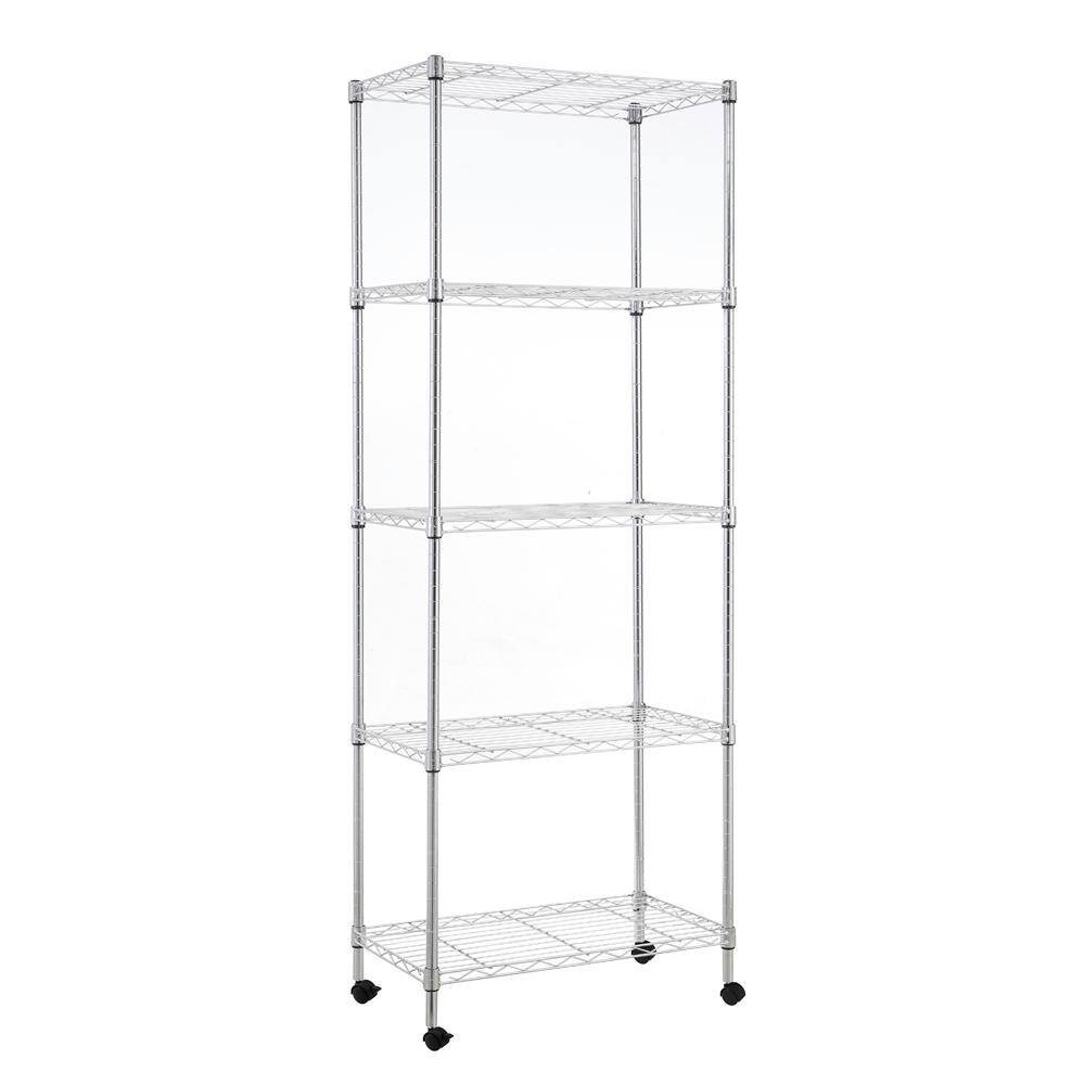 mzg Chrome 5-Tier Steel Utility Wire Garage Storage Shelving Unit with 4-Casters (30 in. W x 59 in. H x 14 in. D) E3575150OH501AC