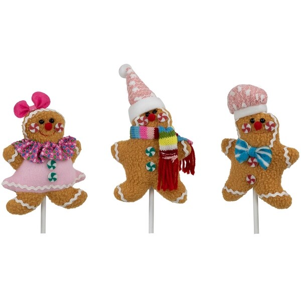 Set of 3 Plush Gingerbread Christmas Picks 10