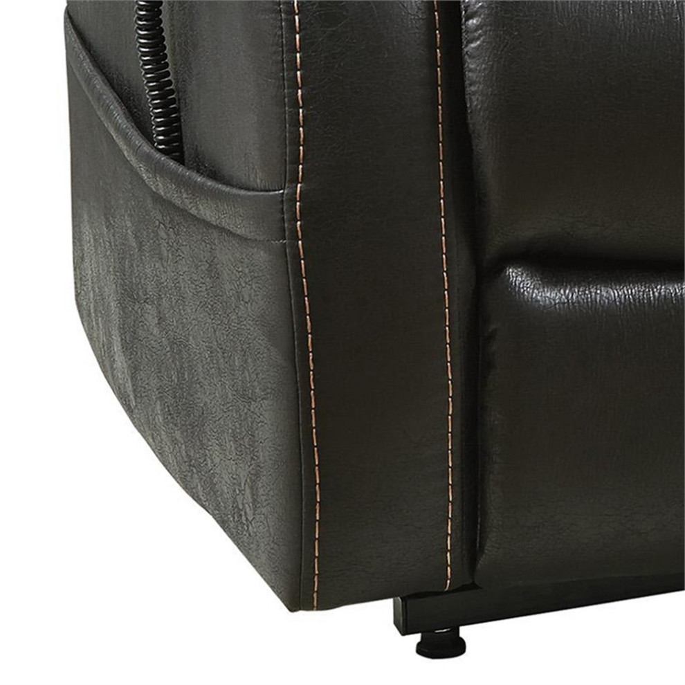 Leatherette Metal Frame Power Lift Recliner with Tufted Back Black   Contemporary   Recliner Chairs   by Homesquare  Houzz