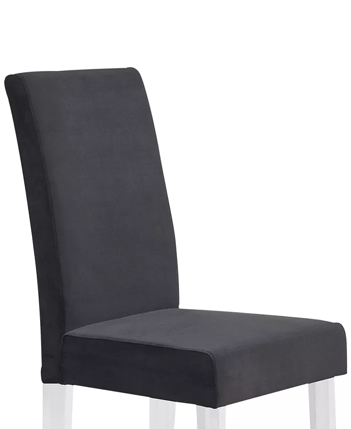 Armen Living Dalia Modern and Contemporary Dining Chair in Black Velvet with Acrylic Legs - Set of 2