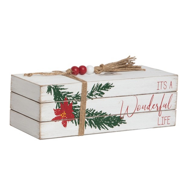 Transpac Wood 11 75 In Multicolored Christmas Rustic Book Stack Decor