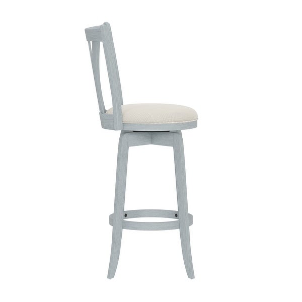 Larson Wood Counter and Bar Swivel Stool， Blue Wire brush