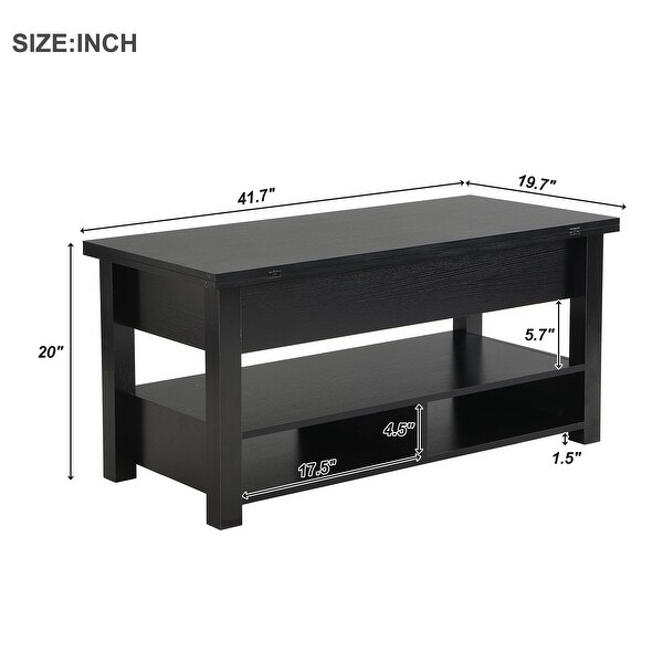 MultiFunctional Lift Top Coffee Table with Open Shelves