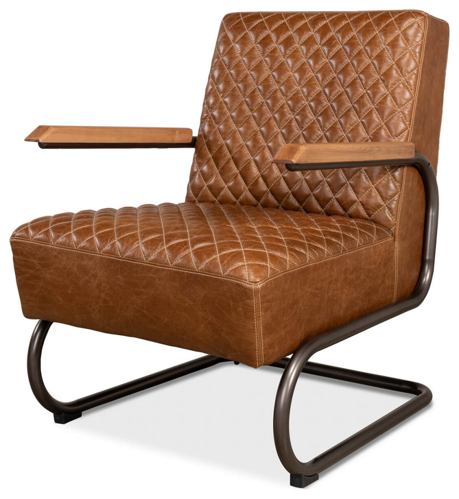 Industrial Quilted Leather Armchair   Industrial   Armchairs And Accent Chairs   by English Georgian America  Houzz