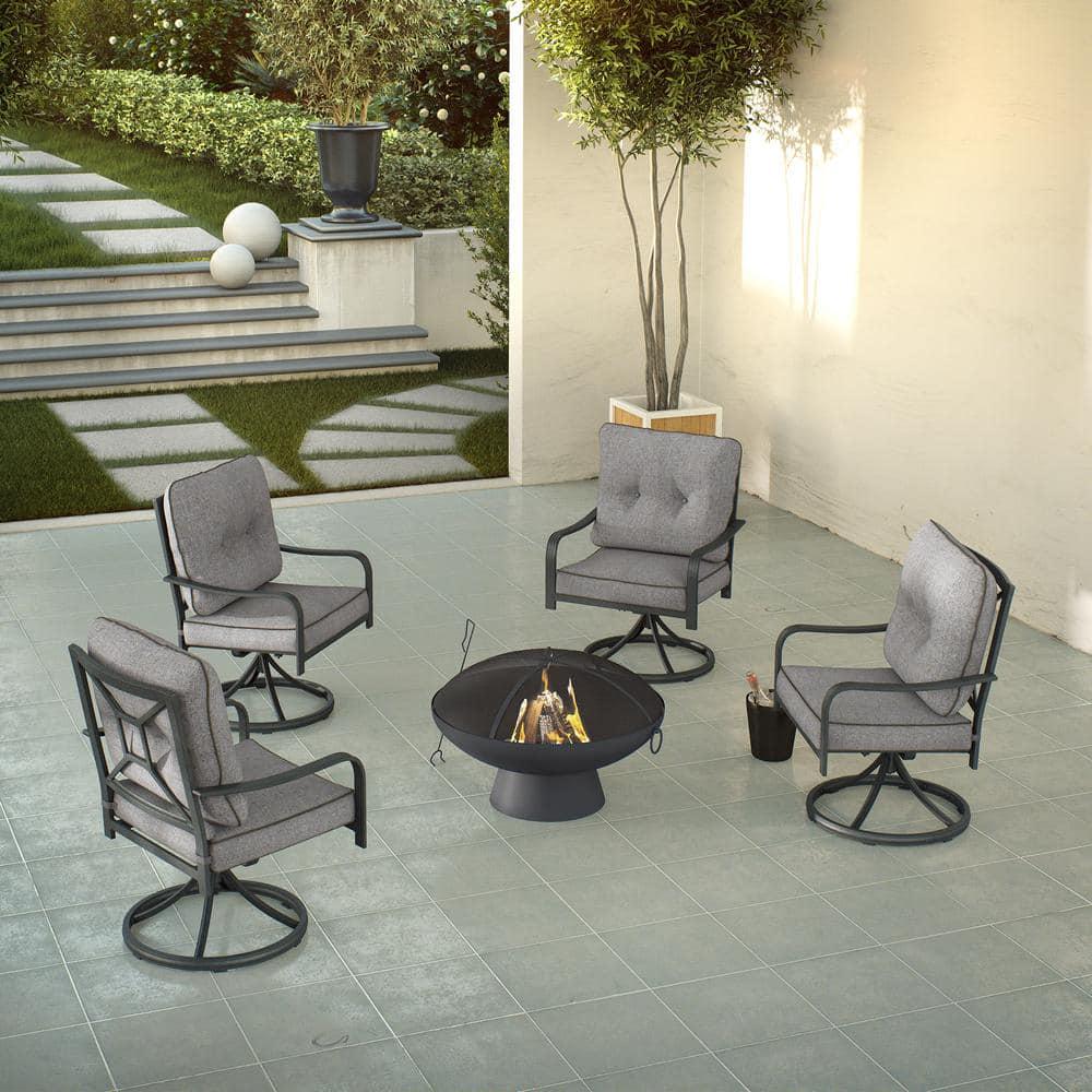 OVE Decors Brooks 31 in x 197 in Round Charcoal Powder Coated Steel Wood Burning Fire Pit