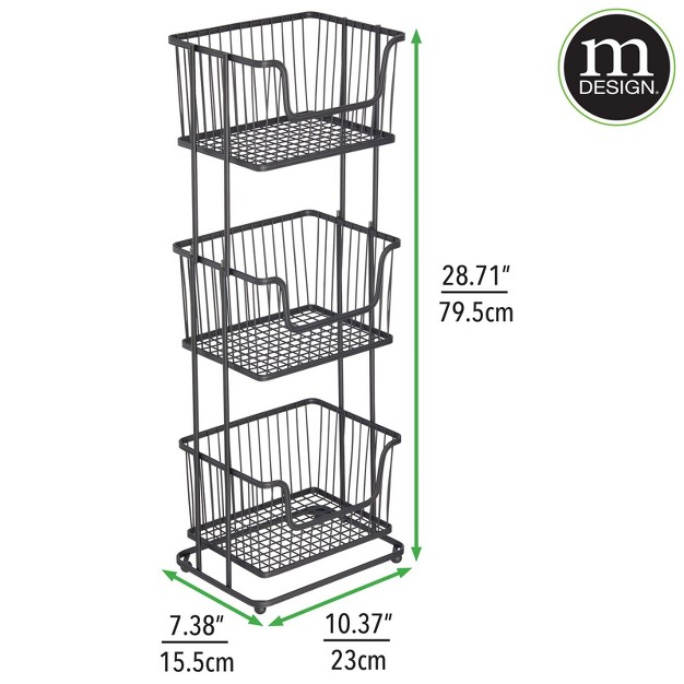 Mdesign Tall Standing Bathroom Shelf Holder Rack 3 Metal Wire Baskets