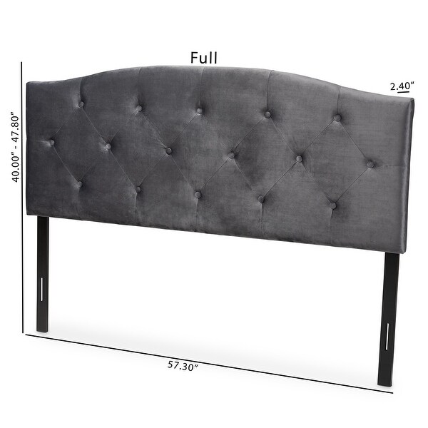 Leone Modern and Contemporary Velvet Upholstered Headboard-Grey - - 34807942