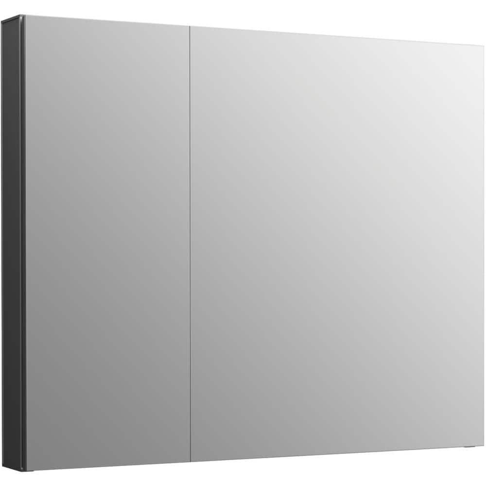 KOHLER Maxstow 30 in x 24 in SurfaceMount Medicine Cabinet with Mirror in Dark Anodized Aluminum