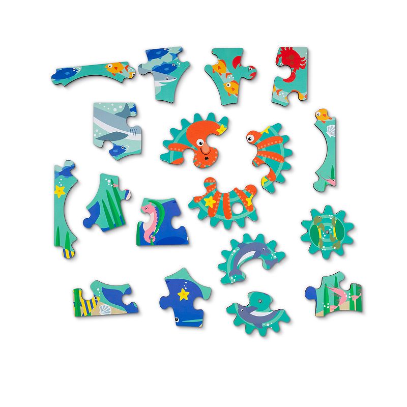 Melissa and Doug Wooden Underwater Jigsaw Spinning Gear Puzzle