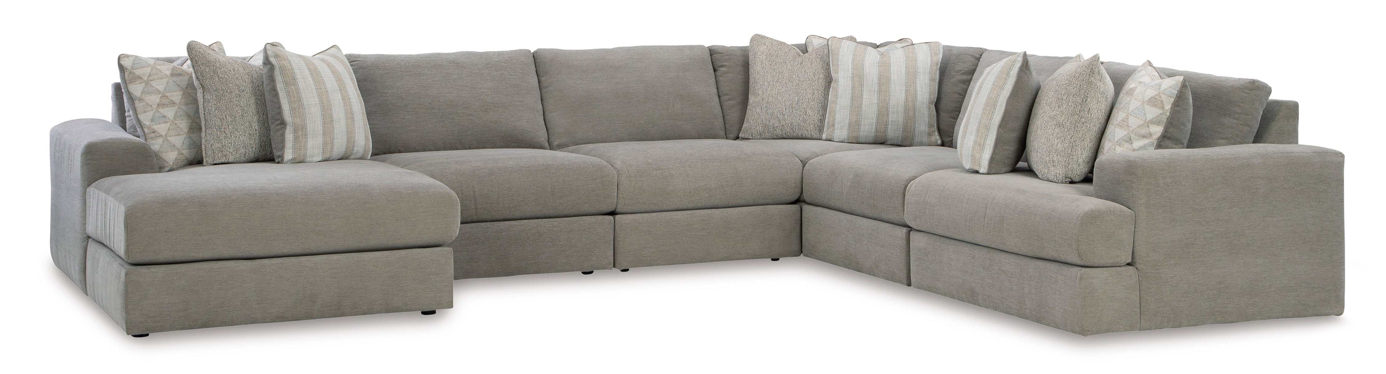 (Online Special Price) Avaliyah Ash Gray Chenille 6pc LAF Chaise Sectional