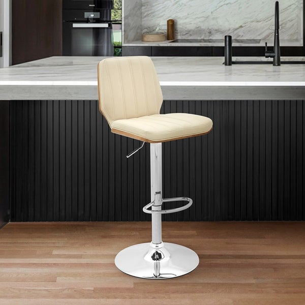 Sabine Adjustable Swivel Faux Leather and Metal Bar Stool