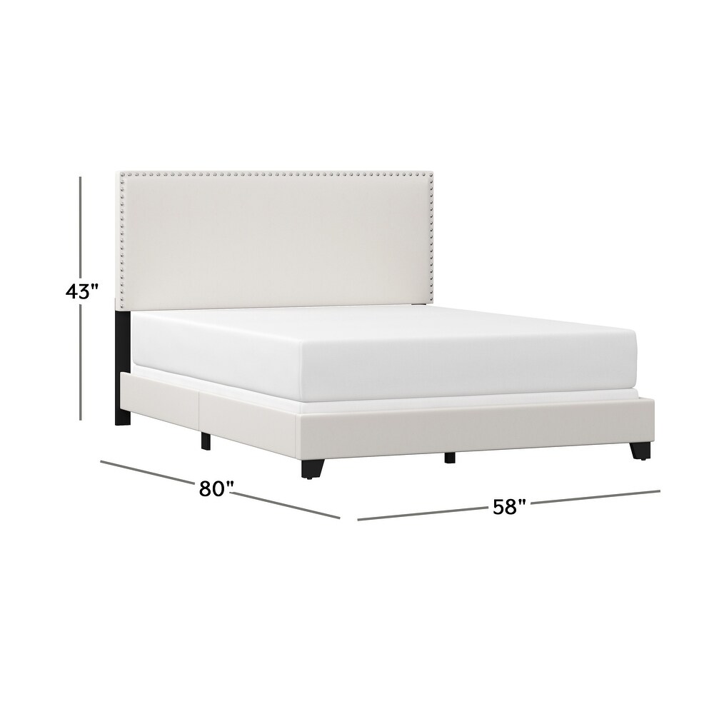 Gayle Nailhead Trim Upholstered Bed  White Faux Leather  by Hillsdale Living Essentials