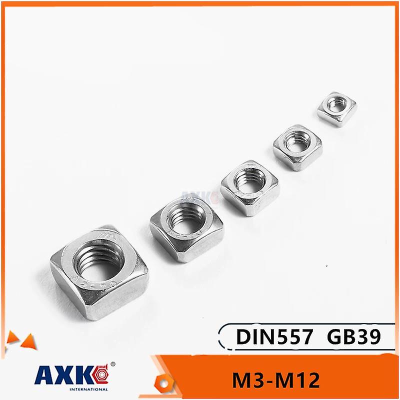 20/100pcs High Quality M3 M4 M5 M6 M8 M10 M12 Din557 Gb39 304 A2 Stainless Steel Metric Threaded Square Nut Foursquare Quadrate