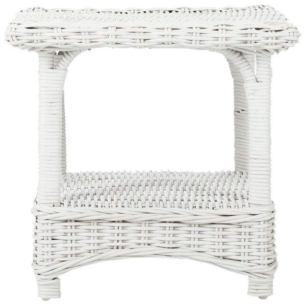 SAFAVIEH Bowen White Rattan Side Table - 22